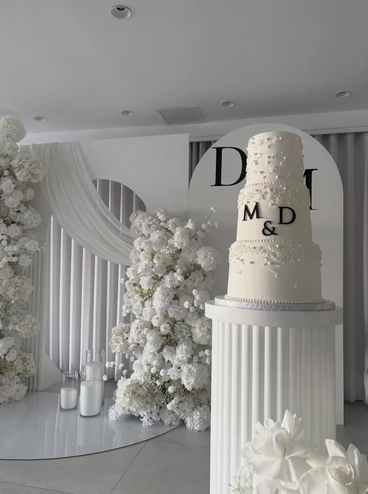 Custom elegant bridal shower cake by Mimo Desserts, Sydney